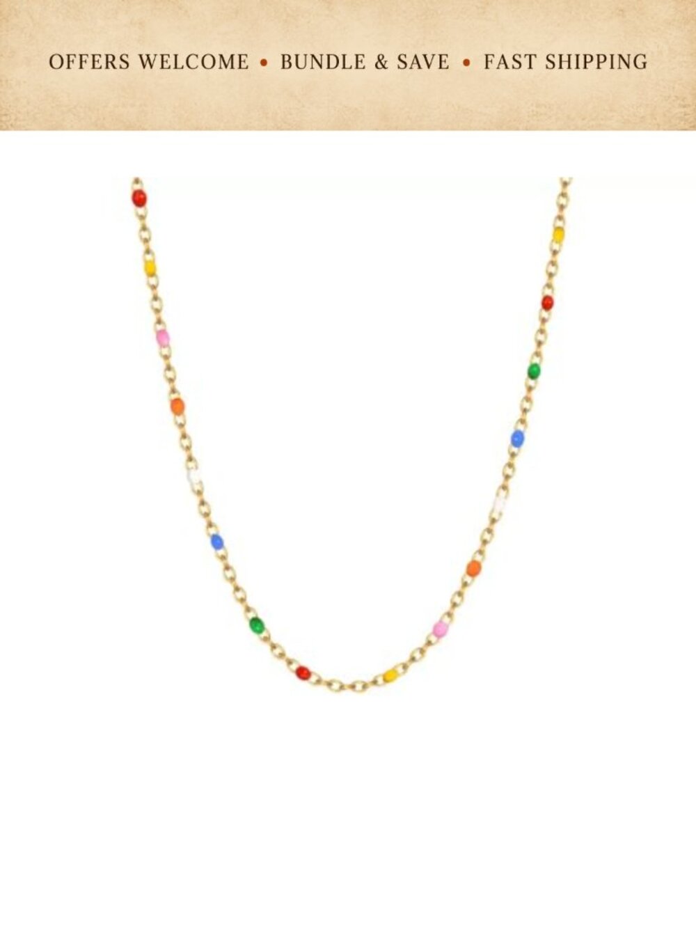 Dainty Beaded Choker Bohemian Stainless Steel Gold Chain Necklace